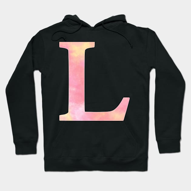 The Letter L Orange and Pink Watercolor Design Hoodie by Claireandrewss